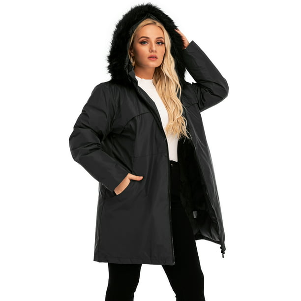 Waterproof Windbreaker for Women,Womens Lightweight Zip Up Hooded Jackets Outdoor Plus Size Trench Coat